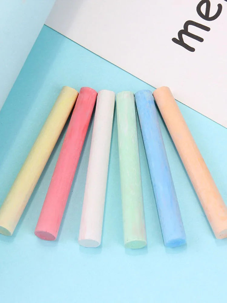 12Pcs Sidewalk Set Street Chalks 6 Bright Cheerful Colors Nontoxic Washable Hex Dust-free Chalks For Chalkboards Playground